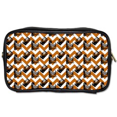 Vintage Camera Chevron Orange Toiletries Bag (two Sides) by snowwhitegirl