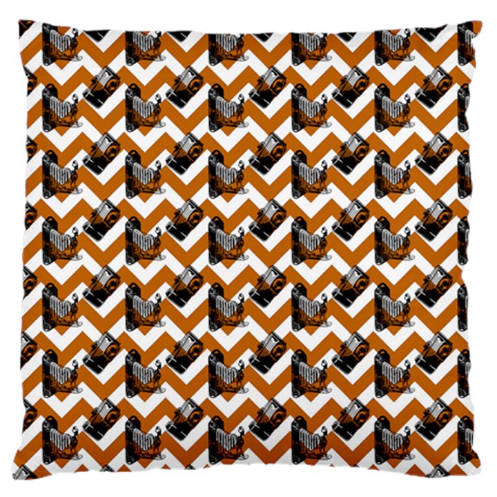 Vintage Camera Chevron Orange Large Cushion Case (Two Sides)