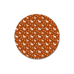 Deer Dots Orange Magnet 3  (round) by snowwhitegirl