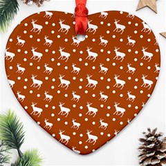 Deer Dots Orange Heart Ornament (two Sides) by snowwhitegirl