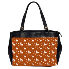 Deer Dots Orange Oversize Office Handbag (2 Sides) by snowwhitegirl