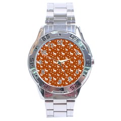 Deer Dots Orange Stainless Steel Analogue Watch by snowwhitegirl