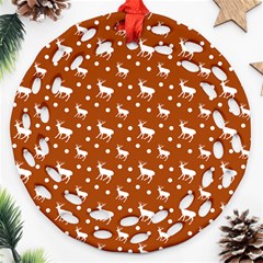 Deer Dots Orange Ornament (round Filigree) by snowwhitegirl