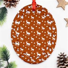 Deer Dots Orange Ornament (oval Filigree) by snowwhitegirl