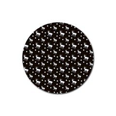 Deer Dots Brown Rubber Round Coaster (4 Pack)  by snowwhitegirl