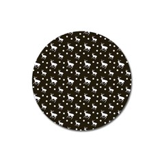 Deer Dots Brown Magnet 3  (round) by snowwhitegirl