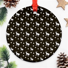 Deer Dots Brown Round Ornament (two Sides) by snowwhitegirl