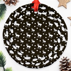 Deer Dots Brown Ornament (round Filigree) by snowwhitegirl