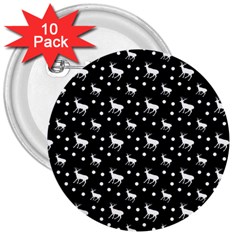 Deer Dots Black 3  Buttons (10 pack) 