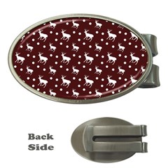 Deer Dots Red Money Clips (Oval) 