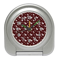 Deer Dots Red Travel Alarm Clock