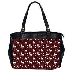 Deer Dots Red Oversize Office Handbag (2 Sides)