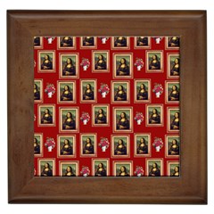 Mona Lisa Frame Pattern Red Framed Tiles by snowwhitegirl