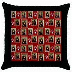 Mona Lisa Frame Pattern Red Throw Pillow Case (black) by snowwhitegirl