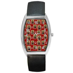 Mona Lisa Frame Pattern Red Barrel Style Metal Watch by snowwhitegirl