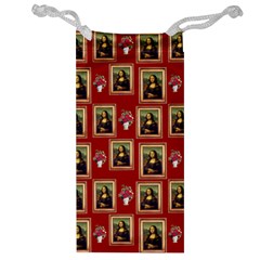 Mona Lisa Frame Pattern Red Jewelry Bag by snowwhitegirl