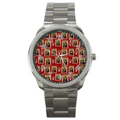 Mona Lisa Frame Pattern Red Sport Metal Watch by snowwhitegirl