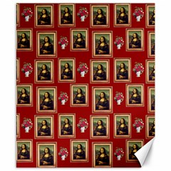 Mona Lisa Frame Pattern Red Canvas 8  X 10  by snowwhitegirl