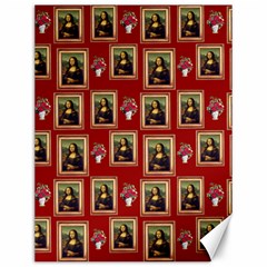 Mona Lisa Frame Pattern Red Canvas 12  X 16  by snowwhitegirl