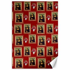 Mona Lisa Frame Pattern Red Canvas 12  X 18  by snowwhitegirl