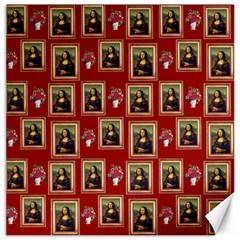 Mona Lisa Frame Pattern Red Canvas 20  X 20  by snowwhitegirl