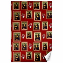 Mona Lisa Frame Pattern Red Canvas 24  X 36  by snowwhitegirl