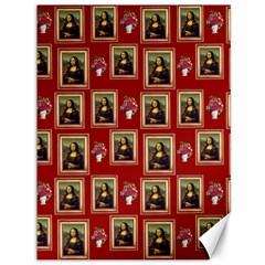 Mona Lisa Frame Pattern Red Canvas 36  X 48  by snowwhitegirl