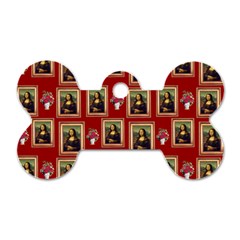 Mona Lisa Frame Pattern Red Dog Tag Bone (one Side) by snowwhitegirl