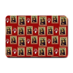 Mona Lisa Frame Pattern Red Small Doormat  by snowwhitegirl