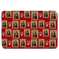 Mona Lisa Frame Pattern Red Large Doormat  by snowwhitegirl