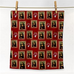 Mona Lisa Frame Pattern Red Face Towel by snowwhitegirl