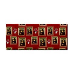 Mona Lisa Frame Pattern Red Hand Towel by snowwhitegirl