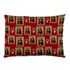 Mona Lisa Frame Pattern Red Pillow Case by snowwhitegirl