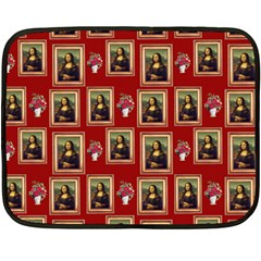 Mona Lisa Frame Pattern Red Double Sided Fleece Blanket (mini)  by snowwhitegirl