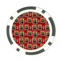 Mona Lisa Frame Pattern Red Poker Chip Card Guard (10 Pack) by snowwhitegirl