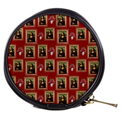 Mona Lisa Frame Pattern Red Mini Makeup Bag by snowwhitegirl