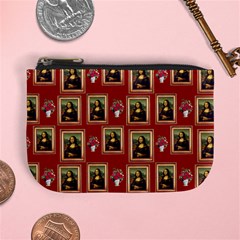 Mona Lisa Frame Pattern Red Mini Coin Purse by snowwhitegirl