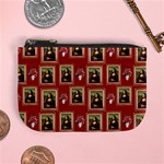 Mona Lisa Frame Pattern Red Mini Coin Purse Front