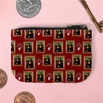 Mona Lisa Frame Pattern Red Mini Coin Purse Back