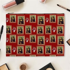 Mona Lisa Frame Pattern Red Cosmetic Bag (xl) by snowwhitegirl