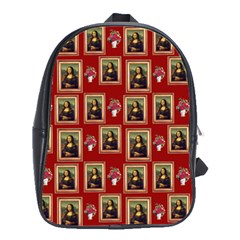 Mona Lisa Frame Pattern Red School Bag (large) by snowwhitegirl