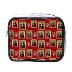 Mona Lisa Frame Pattern Red Mini Toiletries Bag (one Side) by snowwhitegirl