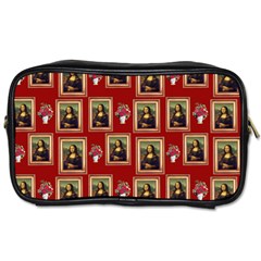 Mona Lisa Frame Pattern Red Toiletries Bag (two Sides) by snowwhitegirl