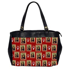 Mona Lisa Frame Pattern Red Oversize Office Handbag (2 Sides) by snowwhitegirl