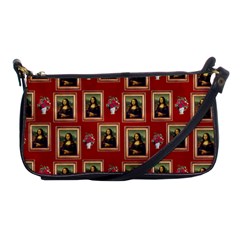 Mona Lisa Frame Pattern Red Shoulder Clutch Bag by snowwhitegirl