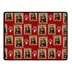 Mona Lisa Frame Pattern Red Fleece Blanket (small) by snowwhitegirl