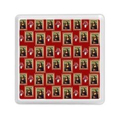 Mona Lisa Frame Pattern Red Memory Card Reader (square) by snowwhitegirl