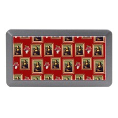 Mona Lisa Frame Pattern Red Memory Card Reader (mini) by snowwhitegirl