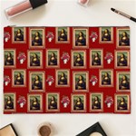 Mona Lisa Frame Pattern Red Cosmetic Bag (XXL) Front