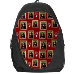 Mona Lisa Frame Pattern Red Backpack Bag by snowwhitegirl